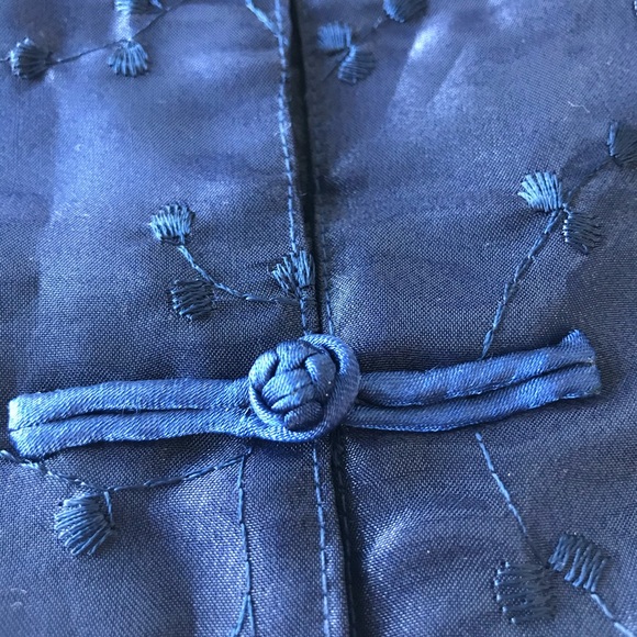 Navy Malaysian  Sheath Dress with organza overlay - Picture 2 of 3